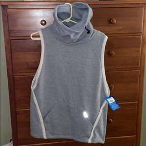 Sleeveless Heather Gray Funnel Neck Pullover